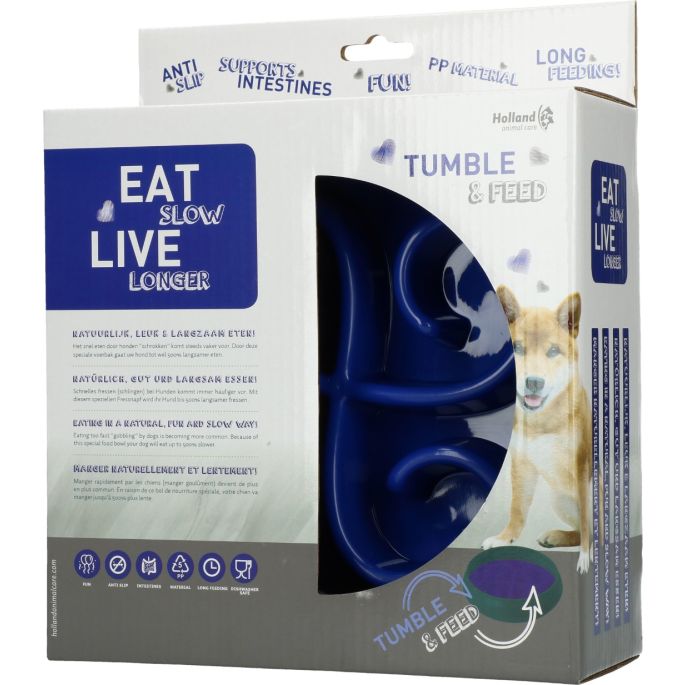 Eat Slow Live Longer Tumble Feeder Blue    