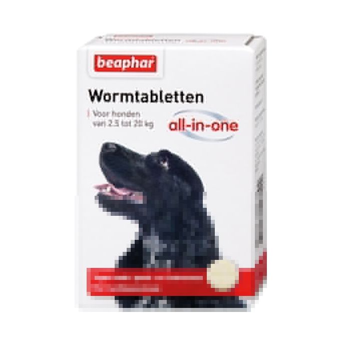 Wormtablet All-in-one 2,5-20 kilo. Verpakking: 2 tab.