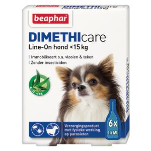 Dimethicare Line-on hond tot 15 kilo. Verpakking: 6 pip.